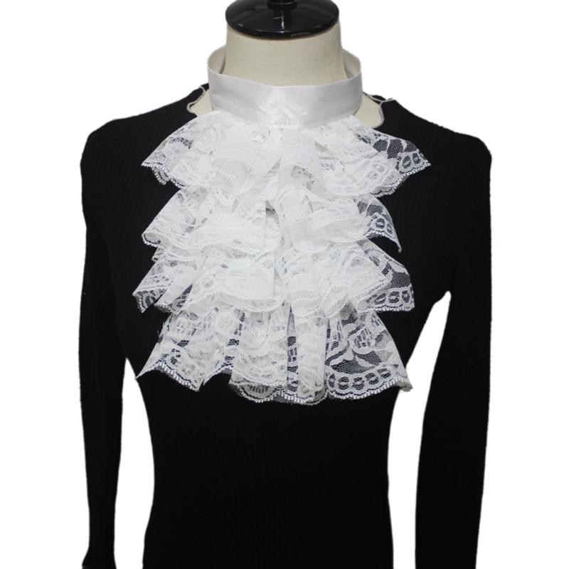 Damen Herren Renaissance Abnehmbare Rüschen-Jabots Halskragen Bühne Party Viktorianisches Kostüm Handgelenkmanschetten Verzierungen