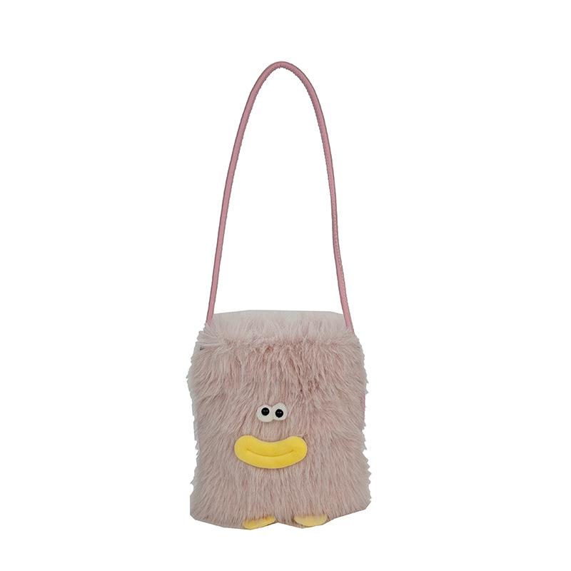 Geantă de umăr pluș drăguță de desene animate și portofel pentru monede pentru studenți
