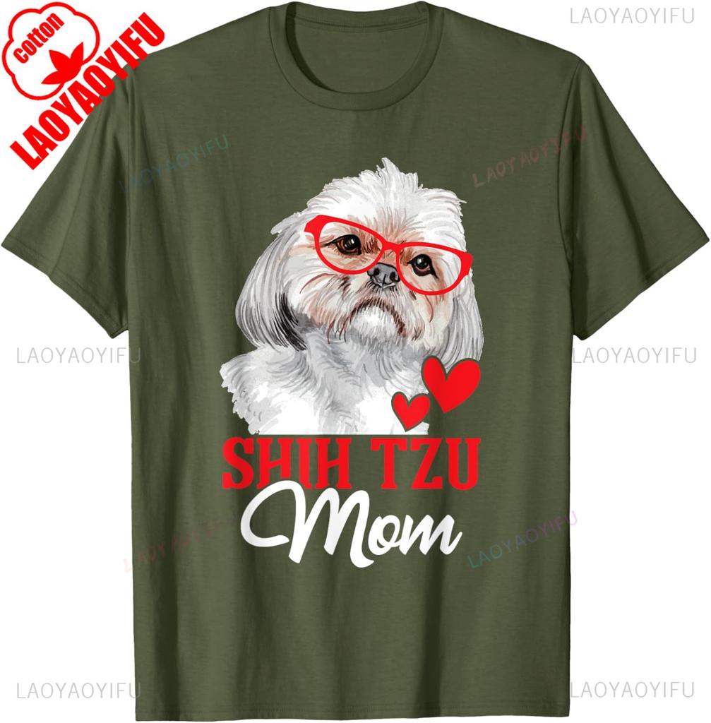 Shih Tzu Mom Dog Owner Animal Breeder Canine Lover Puppy TShirt Graphic T Shirts Summer Cotton Tee Tops Aesthetic Streetwear