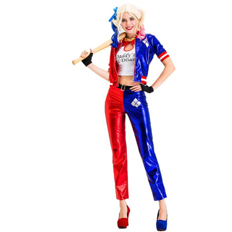 

Halloween Harley Quinn Joker Cosplay Circus Costume Medium красный