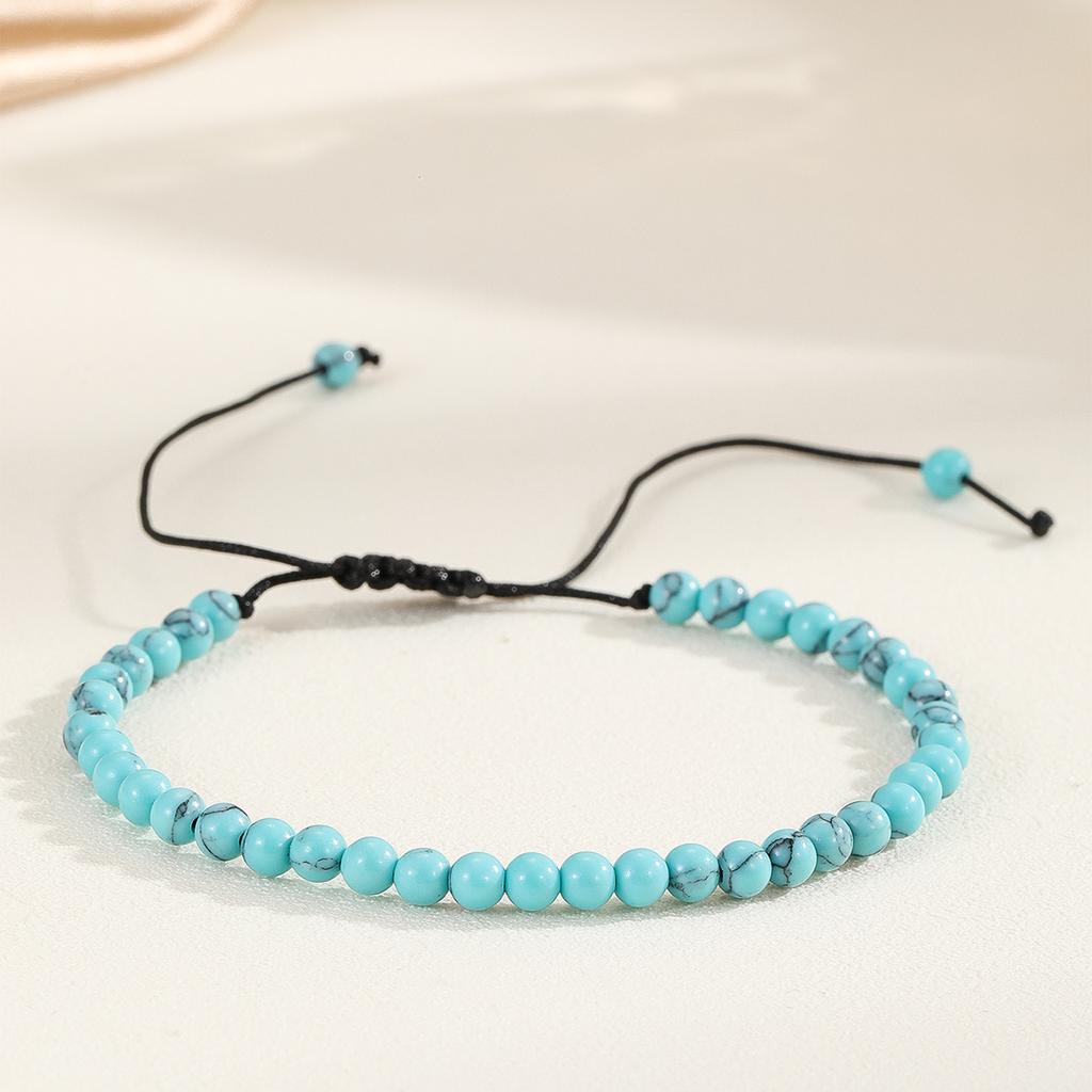 4mm Mini Energy Gemstone Bracelets Natural Stone Beaded Strand Light blue turquoise Bracelet