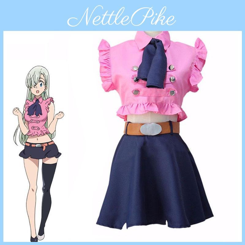 Authentic Elizabeth Liones Uniform Cosplay Costume Set For Women With Gorgeous Pink And Navy Colors