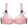 Ultra Thin Lace Bra Women With Bow Detail Deep V Neck 3/4 Cup Supportive Bralette Large Breasts