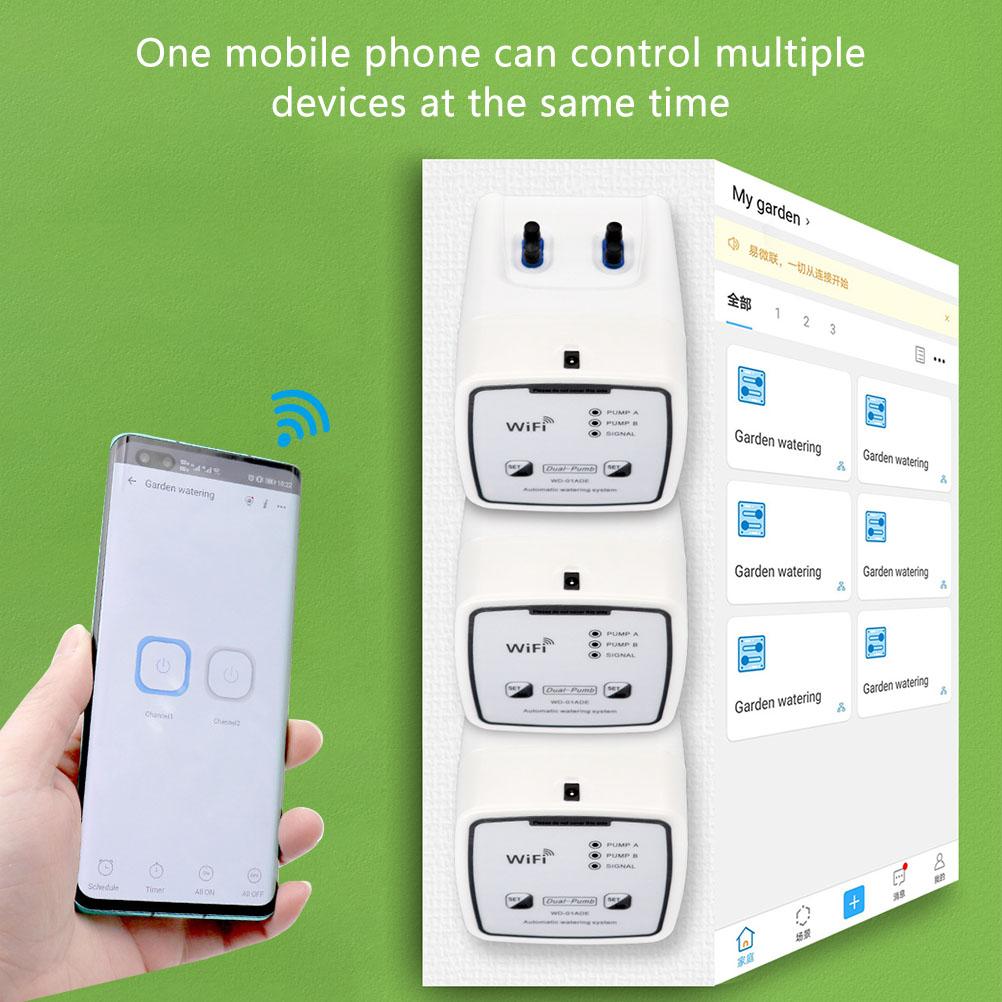 Wifi Double Pump Smart Watering System Smart Self Watering Timer Device Remote Controlled Watering