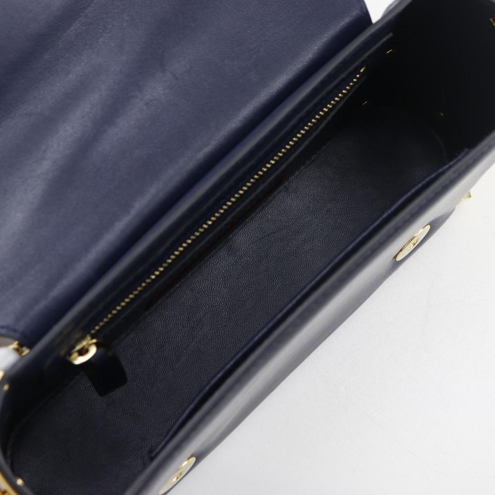 Valentino Garavani Studs ChainShoulder Shoulder Bag Navy blue lambskin Women Used