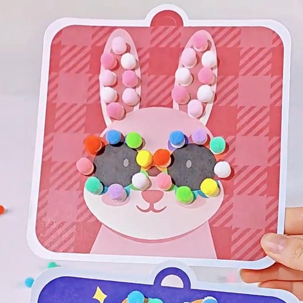 Handmade Material Animal Pompom Art Kit Educational Pompom Crafts Toy  Kids Activity