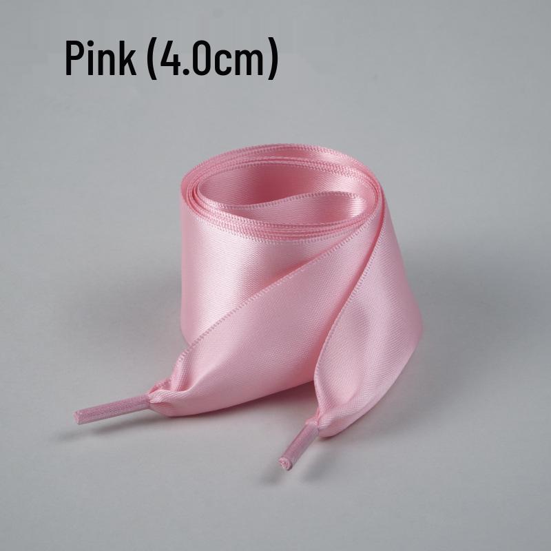 Silk Ballet Style Wide Flat Shoelaces with Bow, Suitable for Wide Holes In White or Black