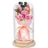 HVY Preserved Flowers Gifts for Her,Preserved Rose Bouquet In Glass Dome,Forever Flowers Fresh Bouquet Present for Women Mothers Day Birthday Gifts