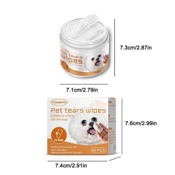60Pcs Pet Eye Wipes Cat Dog Eye Cleaner Tear Stain Remover Wipes Eye Cleaner