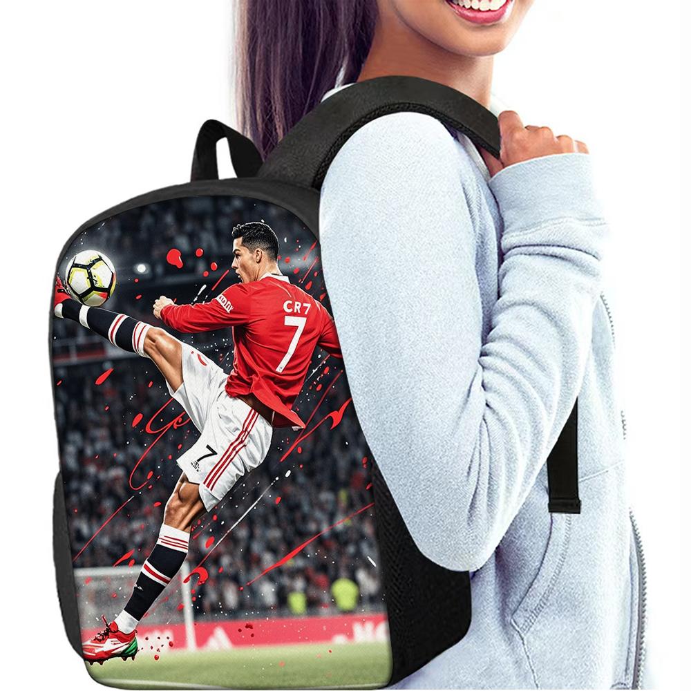 3pcs Football Flame Print Backpack Lightweight Daily Large Capacity School Bag Travel Bag with Shoulder Bag Pencil Bag Gift
