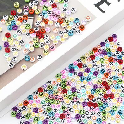 100 pz/Sacchetto 7mm Perline Sciolte in Acrilico Plastico Motivo Pace Perline Distanziatrici Per Bracciale Collana Creazione di Gioielli Accessori Fai da Te