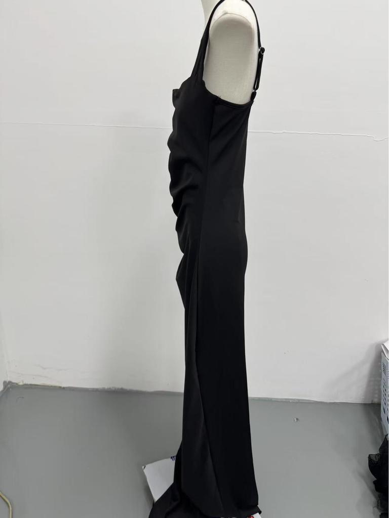 2026 Trendy Black Sexy Women's Bandeau Dress with Waist-Slit