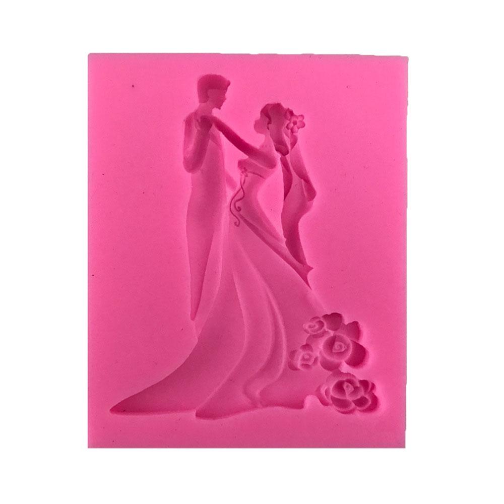 Fashion Sugar Craft Wedding Bride Groom Shaped Valentines's Day Chocolate Mould Silicone Cake Mold