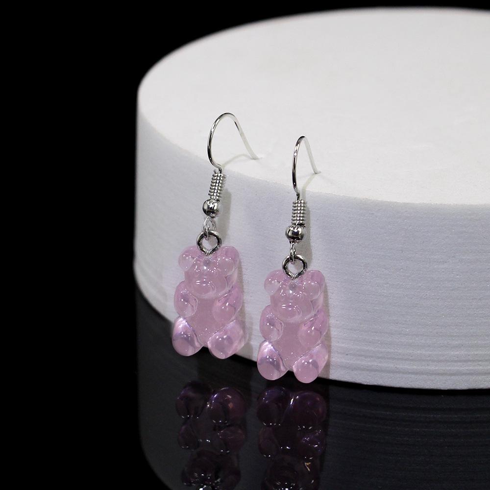 

Комплект прозрачных ожерелий с медведем: Подвеска из смолы цвета конфет с рисунком для женщин