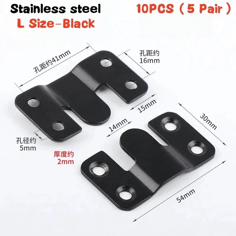 10PCS Stainless Steel Picture Frame Hook Flush Mount Brackets Wall Hanger Sofa Interlock Bracket Joint Bed Corner Hanging Hooks