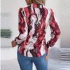 Spring Autumn Contrasting Color Shirts Women Casual Notched Long Sleeve Single Breasted Blouse Elegant Office Lady Clothes