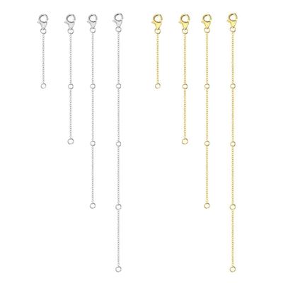 4Piece Pack Adjustable Chain Extender Set for Jewelry Making Gold/Silver Necklace and Bracelet Extension Chains Jewelry