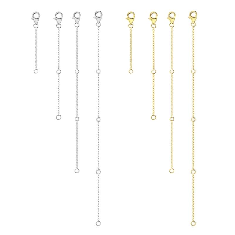 4Piece Pack Adjustable Chain Extender Set for Jewelry Making Gold/Silver Necklace and Bracelet Extension Chains Jewelry
