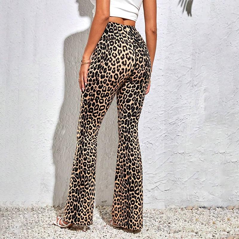 New Women's Trousers, High Waist Drape, Leopard Print Micro-flap Pants, Women's Leg-length Casual Trousers