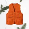 Solid Color Multiple Pockets Vest Coat V-neck Zipper Placket Thin Unisex Outdoor Photographer Volunteer Waistcoat Hiking Clothing