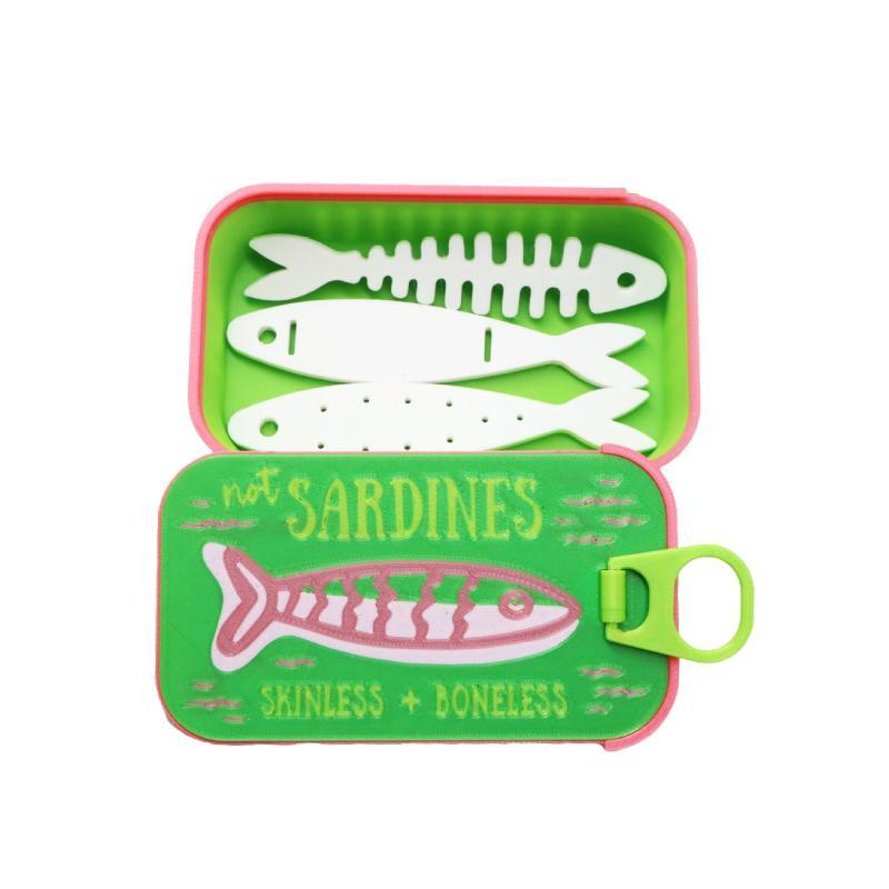 Sardine Tin Jewelry Box 3D Printed Easy Open Durable Small Jewelry Organizer for Rings Earrings Perfect for Dresser Decor