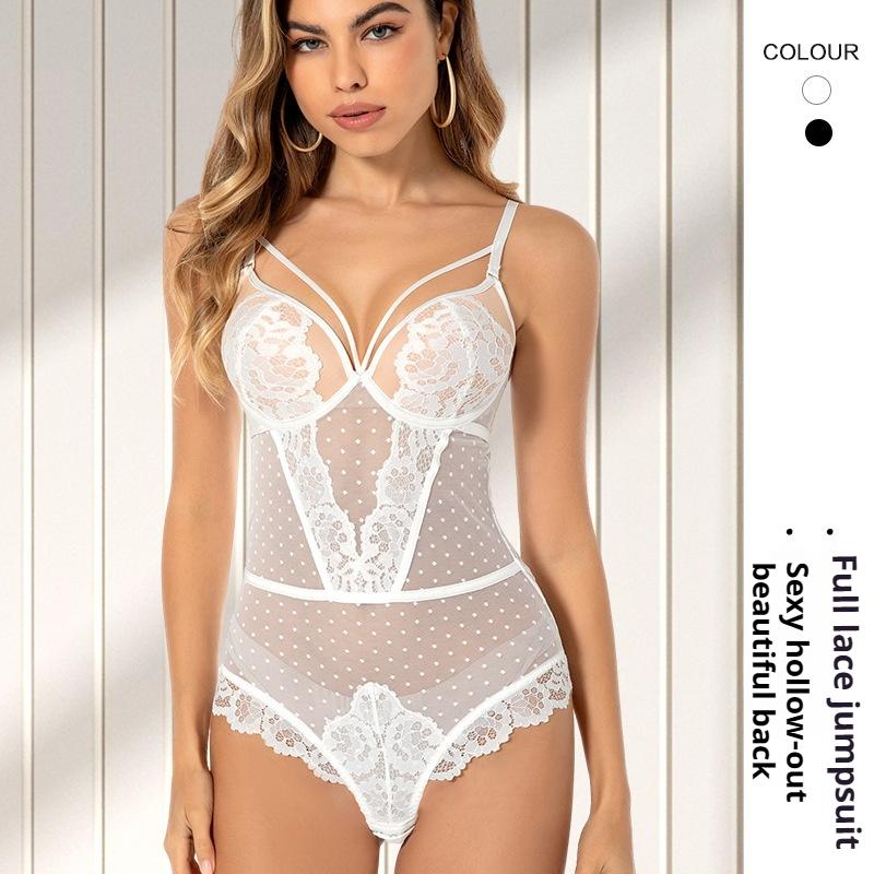 French Sexy Lace Bodysuit Gathered Breathable Women's Bra Plus Size Bra