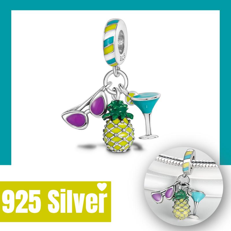 New Summer Fruit Cherry Strawberry Watermelon Charms Fit Bracelets Necklace Beads Diy Copper Women Jewelry Making