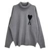 Ami Paris UKS402.018 24AW Grey X Grey Heart Logo Turtleneck Knit Tops L grayUsed