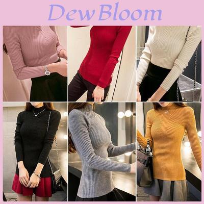 Elegant Women's Long Sleeve Knitted Sweater Turtleneck Jumper Slim Fit Pullover