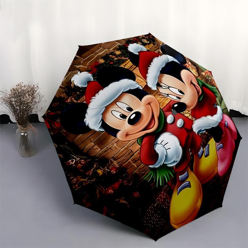 Mickey Mouse Themed Automatic Opening and Closing Umbrella, Brightly Colored 8-rib Portable Umbrella, Suitable for Men and Women, A Perfect Gift for C