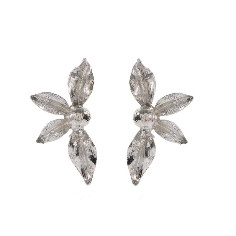Vintage Floral Earrings Women Bold Asymmetrical Statement Jewelry In Gold Zinc Alloy