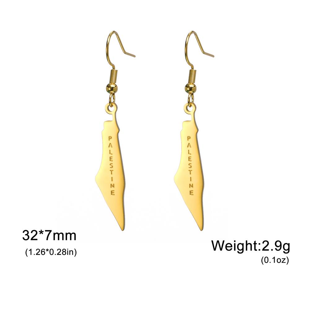 My Shape Palästina Karte Hängeohrringe für Damen Edelstahl Goldfarbe Palästinenser Ethnische Kartenohrringe Schmuck Großhandel