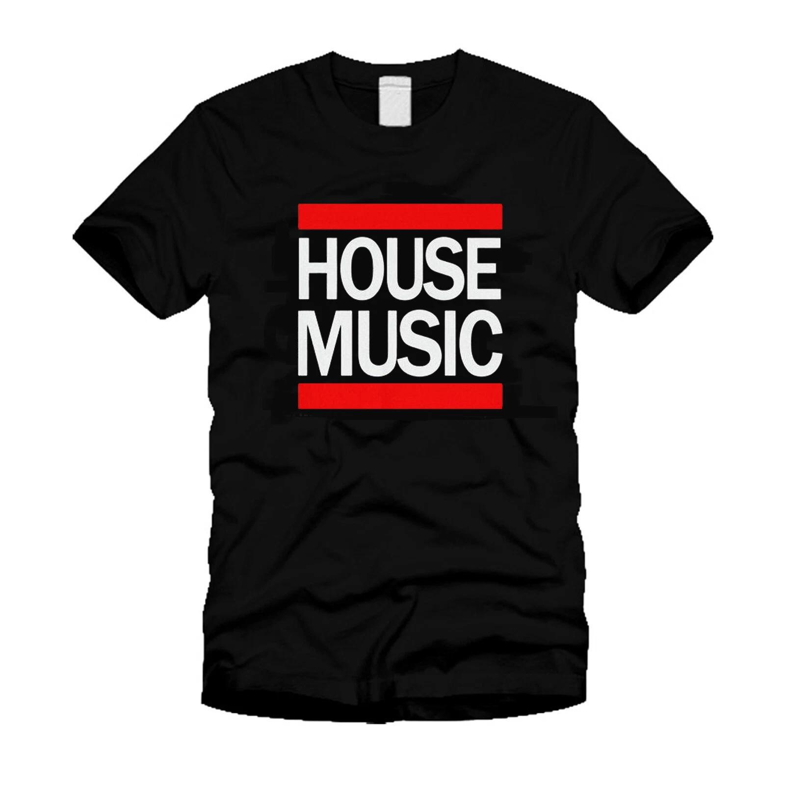 HOUSE MUSIC Logo RUN DMC Parody Stylish EDM Dj Cool Black T-Shirt M