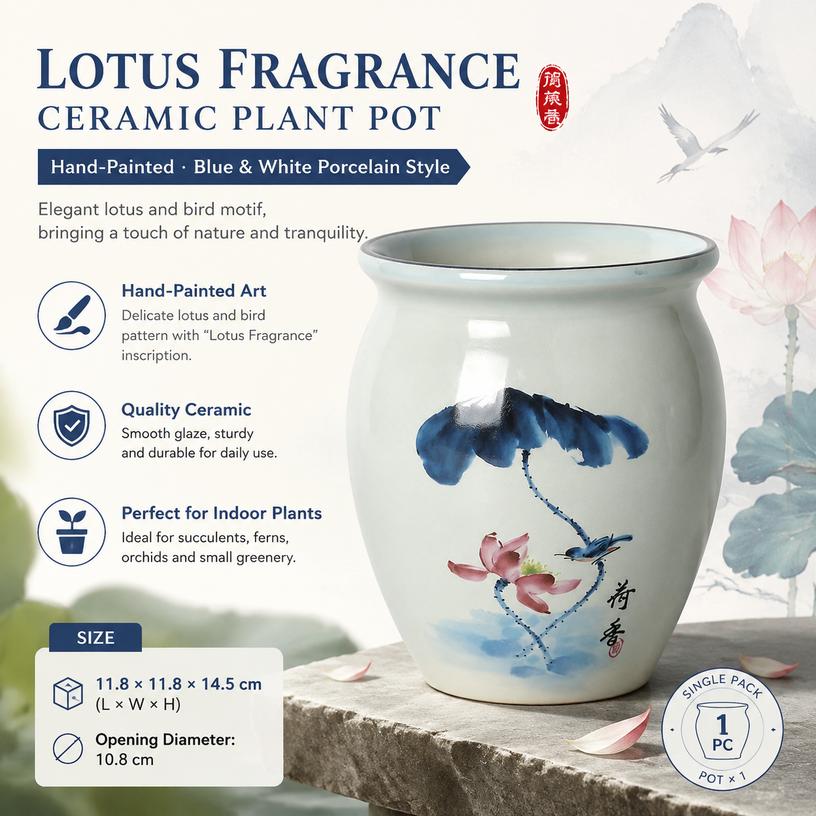 Hand-painted Ceramic Flower Pot for Succulents and Plants