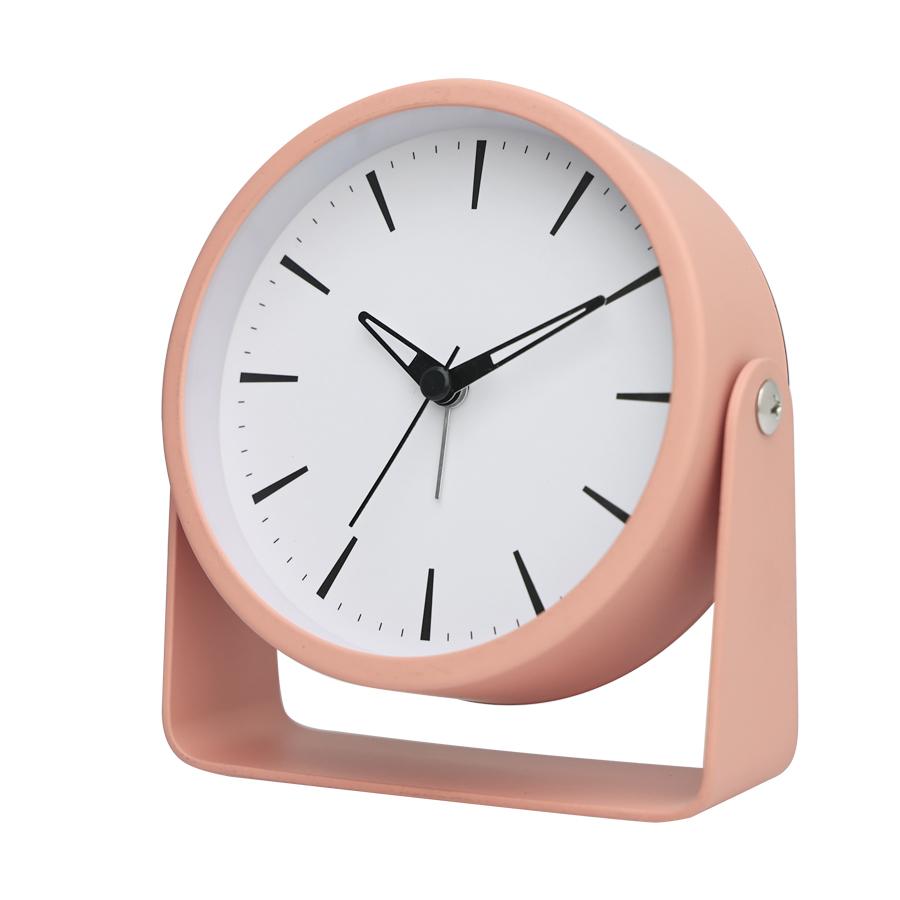 1pc 4.5 inch metal rotating quartz alarm clock, simple desktop silent clock, suitable for home and office decoration