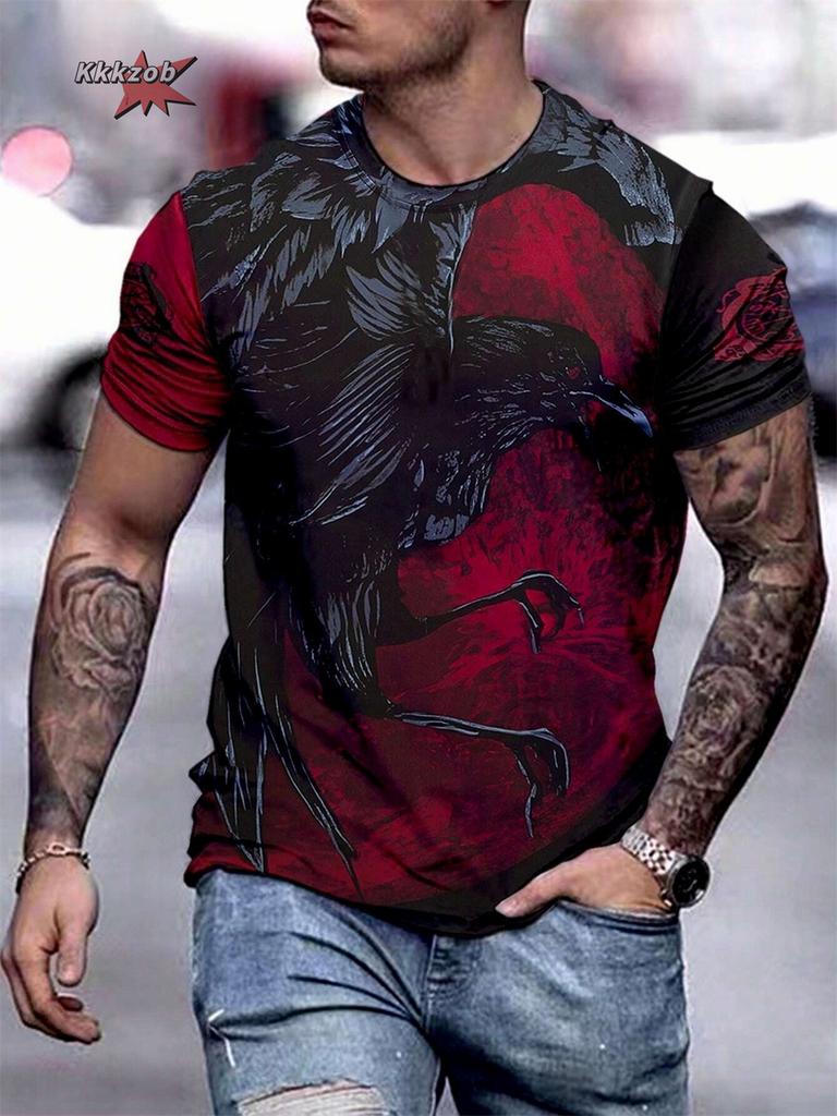 Vintage Animal Eagle 3D Printed Men's T Shirts Casual Short Sleeve Tee Shirt Fashion Outfits Streetwear O Neck Oversized Tops