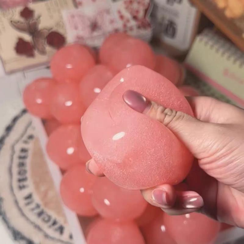 ASMR Peach Slushy Desk Fidget Toy Translucent Pink Squeeze Stress Ball for Anxiety ADHD Office Decompression Gift