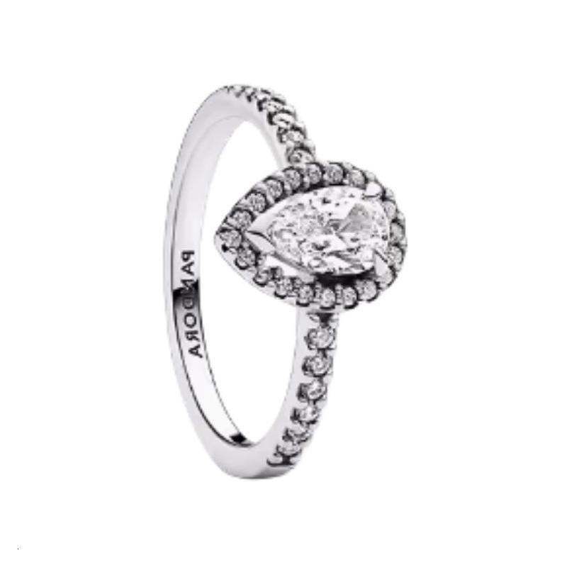 Pandora Pear-shaped Halo Design 925 Silver Ring Women's Silver 192835C01