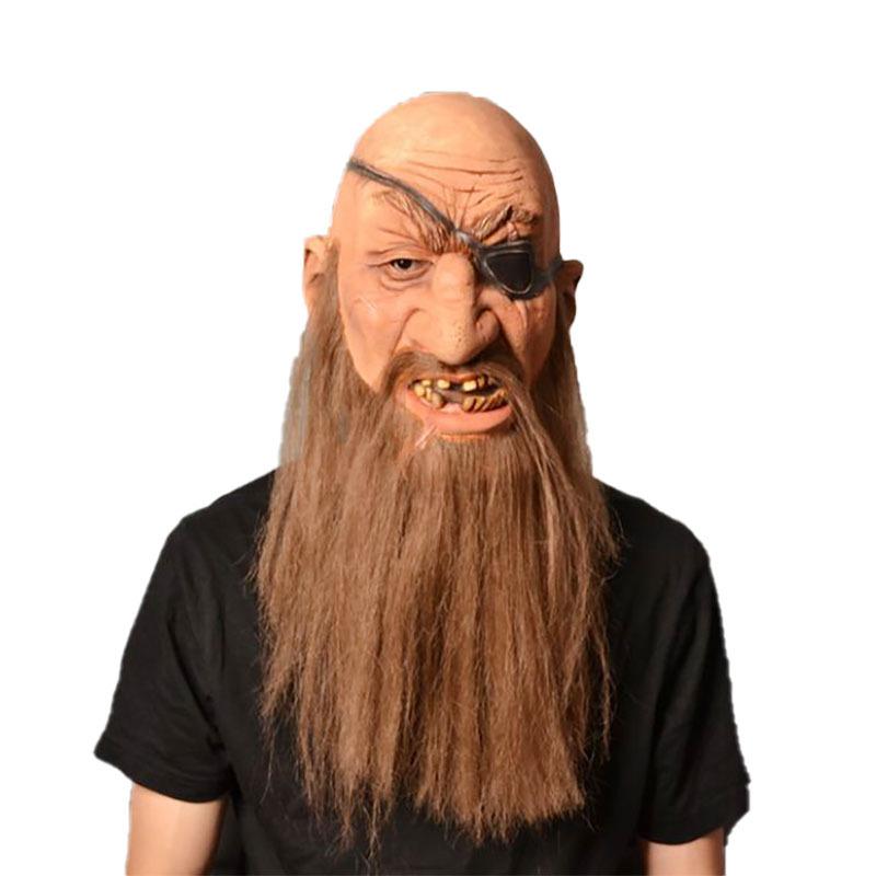 Halloween Ghost Face Mask Horror Devil Scary Funny Masquerade Performance Latex One-Eyed Big Beard