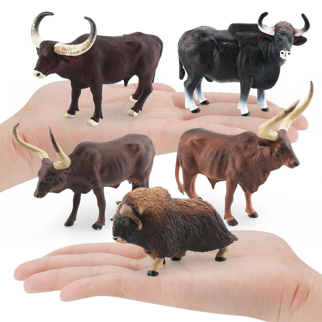 Lifelike Pvc Forest Animal Model Set Including Ankole Watusi And Water Buffalo Designs