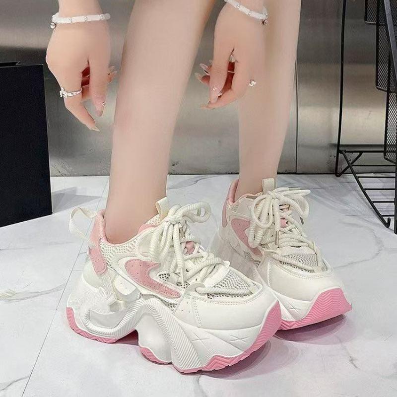 

Розовые милые ветрозащитные кроссовки на толстой подошве, увеличивающие рост, весна и лето, новые, удобные и дышащие спортивные кроссовки для папы 39 розовый