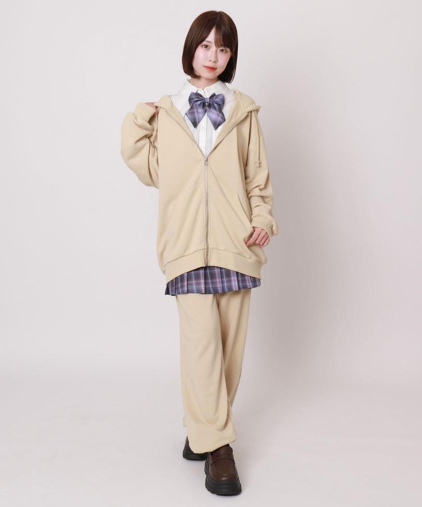 WEGO Big Zip Loose Plus Size Long for High School and Perfect for and Fall and Winter F Type Beige Women's Hoodie, Fit, Sweatshirt, Sleeve, Students,