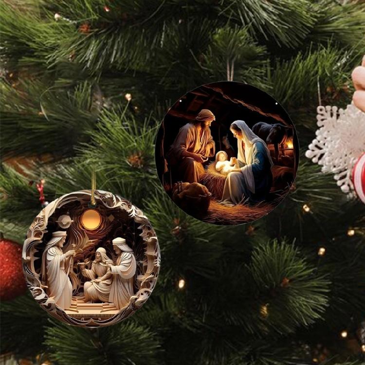 Elegant Acrylic Nativity Ornament Handmade Birth Hanging Ornament Accessory Enhancing Christmas Atmosphere