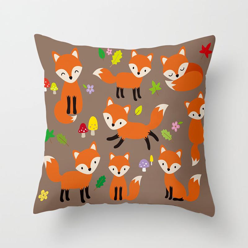 Cartoon Fox Series Animal Car Pillowcase Living Room Sofa Cushion Cover Pillowcase Bedroom Home Exquisite Decoration Pillowcase