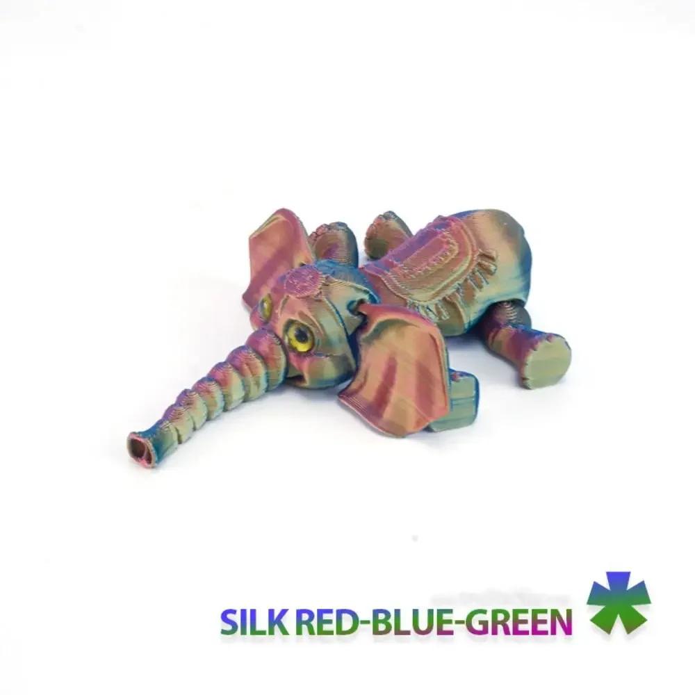 PLA 3D Printed Elephant Model Multi-jointed Movable Elephant Action Figurine Solid Color Mini Elephant Doll Desktop Decoration