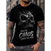 Men's Graphic T-Shirt With Smoky Skull Design And Edgy Slogan, Short Sleeve Crew Neck Tee For Streetwear Style