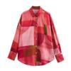 Kaslead New Arrival Women's Fashion Style Geometric Figure Print Silk Satin Texture Long Sleeves Shirt 2628188