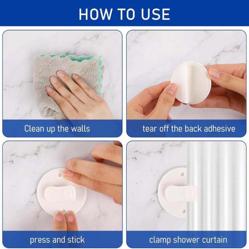 8Pcs Shower Curtain Clips Shower Room Curtain Holders Fixing Clip Windproof Splash Guard Buckle For Bathtub Privacy