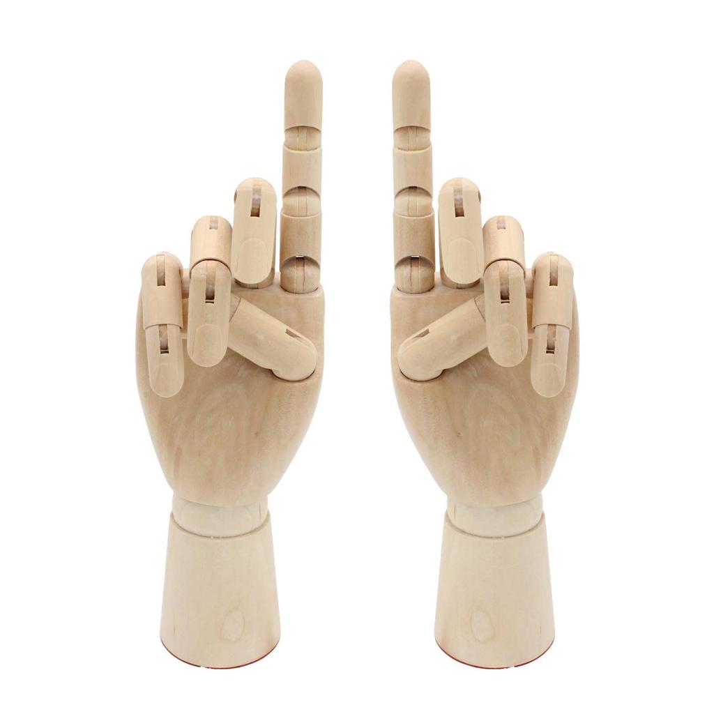Funriche Wooden Hand Display Hand Model for and for Painting and Sketching Mannequin, Children, Women, Men, 17cm-30cm, (Female/Both Hands)