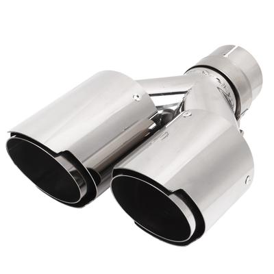 Dual Outlet Exhaust Tip 63mm ID 89mm OD Y Shaped 304 Stainless Steel Mirror Polishing Universal for